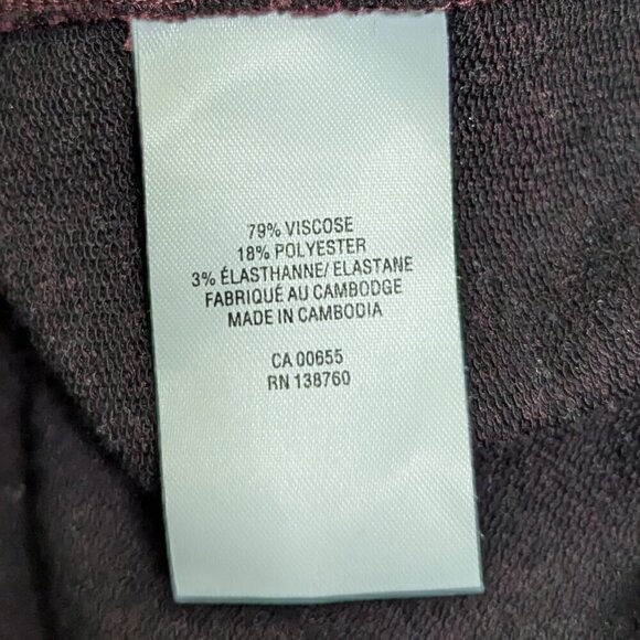 HYBA Stretchy Bodycon Dress sz L Short Sleeved Round Neck Deep Burgundy - Picture 4 of 8